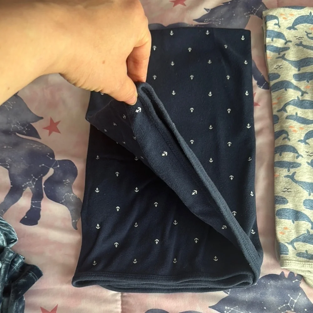 3 Navy, Blue, and Cream Whale Print baby Blankets
